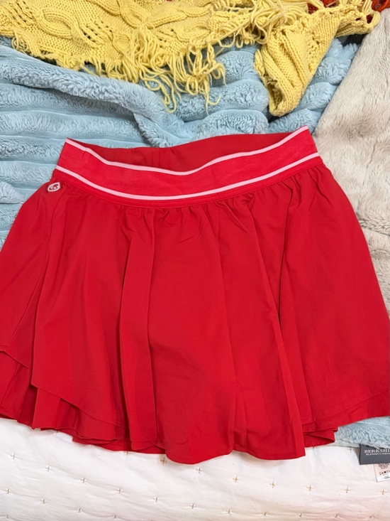 Tasc Performance Dresses & Skirts - Red Layered Skater Skirt with Sporty Contrast Waistband